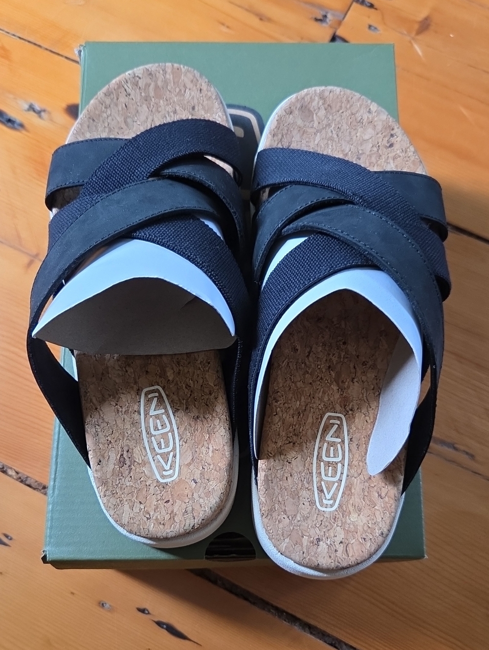 Keen Brand New Women's Black Cork Footbed Crossband Sandals, US 7.5